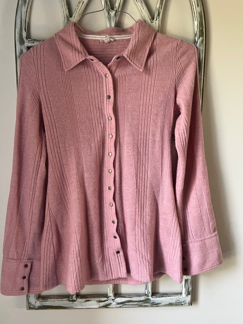 Pilcro Rose Pink Ribbed Button-Down Shirt